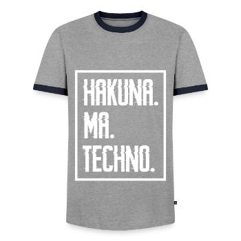 Techno Rave - Männer Kontrast-T-Shirt - Grau/Navy  - Vorne - AI Model Female 172 light (172cm) & AI Model Male 178 light (178cm)