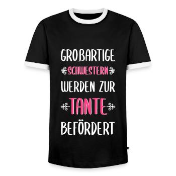 Great sisters aunt - Men's Ringer Shirt - black/white - Front - AI Model Female 172 light (172cm) & AI Model Male 178 light (178cm)