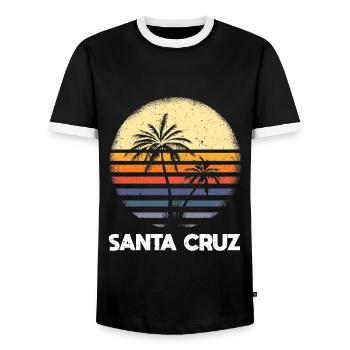 Santa Cruz California - Men's Ringer Shirt - black/white - Front - AI Model Female 172 light (172cm) & AI Model Male 178 light (178cm)