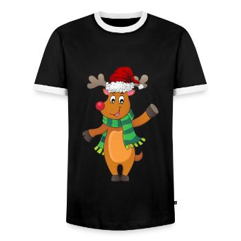 Rudolph the Red-Nosed Reindeer Naughty Christmas - Men's Ringer Shirt - black/white - Front - AI Model Female 172 light (172cm) & AI Model Male 178 light (178cm)