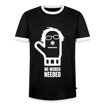 Bernie Sanders Fäustlinge Fausthandschuhe - Männer Kontrast-T-Shirt - Schwarz/Weiß - Vorne - AI Model Female 172 light (172cm) & AI Model Male 178 light (178cm)