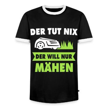 Mähroboter Garten Rasen Mähen - Männer Kontrast-T-Shirt - Schwarz/Weiß - Vorne - AI Model Female 172 light (172cm) & AI Model Male 178 light (178cm)