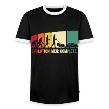 Faucheuse de faucheuse Evolutions Tondeuse à gazon robot - T-shirt contrasté Homme - noir/blanc - Devant - AI Model Female 172 light (172cm) & AI Model Male 178 light (178cm)