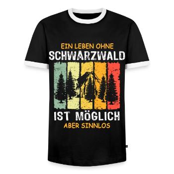Schwarzwälder Sprüche Schwarzwald - Männer Kontrast-T-Shirt - Schwarz/Weiß - Vorne - AI Model Female 172 light (172cm) & AI Model Male 178 light (178cm)