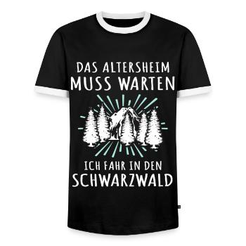 Schwarzwälder Sprüche Schwarzwald - Männer Kontrast-T-Shirt - Schwarz/Weiß - Vorne - AI Model Female 172 light (172cm) & AI Model Male 178 light (178cm)