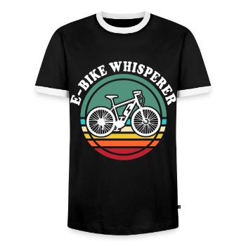 Ebike Flüsterer Ebiker Elektrofahrrad - Männer Kontrast-T-Shirt - Schwarz/Weiß - Vorne - AI Model Female 172 light (172cm) & AI Model Male 178 light (178cm)