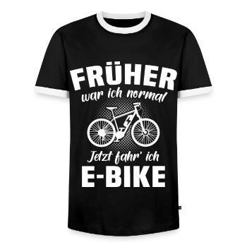 Ebike Elektrofahrrad Pedelec Ebiker - Männer Kontrast-T-Shirt - Schwarz/Weiß - Vorne - AI Model Female 172 light (172cm) & AI Model Male 178 light (178cm)