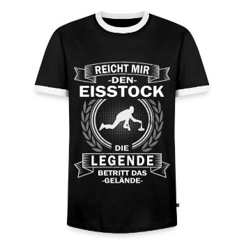 Reicht mir den Eisstock - Stockschießen - Männer Kontrast-T-Shirt - Schwarz/Weiß - Vorne - AI Model Female 172 light (172cm) & AI Model Male 178 light (178cm)