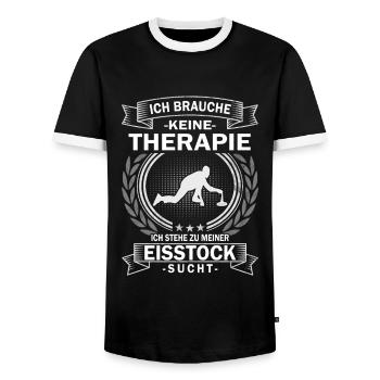 Ich brauche keine Therapie - Eisstock Curling - Männer Kontrast-T-Shirt - Schwarz/Weiß - Vorne - AI Model Female 172 light (172cm) & AI Model Male 178 light (178cm)