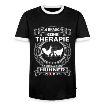 Ich brauche keine Therapie Hühner Bäuerin - Männer Kontrast-T-Shirt - Schwarz/Weiß - Vorne - AI Model Female 172 light (172cm) & AI Model Male 178 light (178cm)