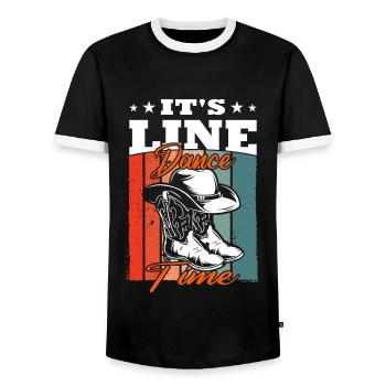 It`s Line Dance Time - Männer Kontrast-T-Shirt - Schwarz/Weiß - Vorne - AI Model Female 172 light (172cm) & AI Model Male 178 light (178cm)