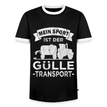 Gülle - Transport - Güllefahrer - Landwirt - Männer Kontrast-T-Shirt - Schwarz/Weiß - Vorne - AI Model Female 172 light (172cm) & AI Model Male 178 light (178cm)