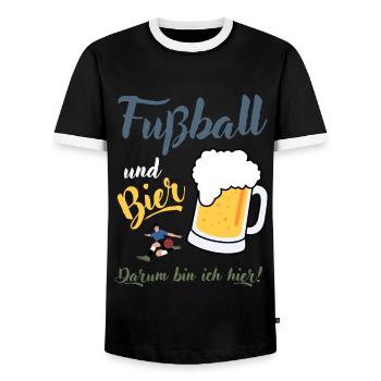 Fußball Bier Fußballspieler Fußballverein Geschenk - Männer Kontrast-T-Shirt - Schwarz/Weiß - Vorne - AI Model Female 172 light (172cm) & AI Model Male 178 light (178cm)