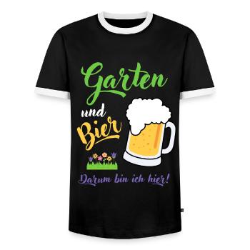 Garten und Bier Hobbygärtner Gartenbau Geschenk - Männer Kontrast-T-Shirt - Schwarz/Weiß - Vorne - AI Model Female 172 light (172cm) & AI Model Male 178 light (178cm)