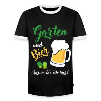 Garten und Bier Hobbygärtner Gartenarbeit Spruch - Männer Kontrast-T-Shirt - Schwarz/Weiß - Vorne - AI Model Female 172 light (172cm) & AI Model Male 178 light (178cm)