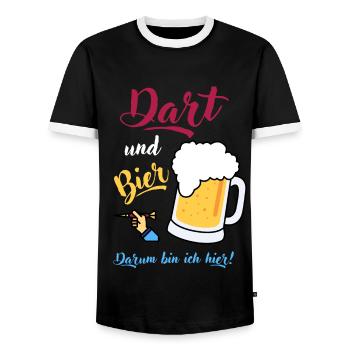 Dart und Bier Dartspieler Dartscheibe Geschenk - Männer Kontrast-T-Shirt - Schwarz/Weiß - Vorne - AI Model Female 172 light (172cm) & AI Model Male 178 light (178cm)