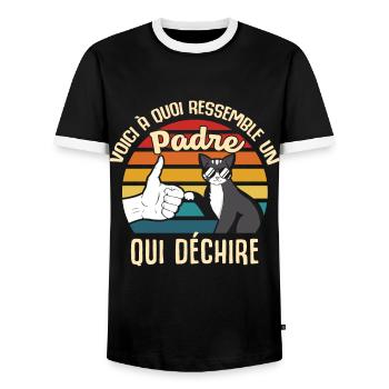 Padre papa cadeau propriétaire chats lunettes cool - T-shirt contrasté Homme - noir/blanc - Devant - AI Model Female 172 light (172cm) & AI Model Male 178 light (178cm)
