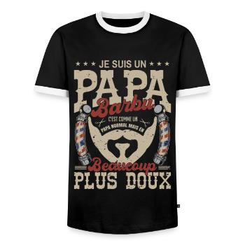 Papa barbu normal fans barbe barbier ciseaux coupe - T-shirt contrasté Homme - noir/blanc - Devant - AI Model Female 172 light (172cm) & AI Model Male 178 light (178cm)