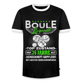 Boule - Boulespieler 35 Jahre - Männer Kontrast-T-Shirt - Schwarz/Weiß - Vorne - AI Model Female 172 light (172cm) & AI Model Male 178 light (178cm)