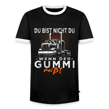 LKW Fahrer & Trucker - Fernfahrer mit Lastwagen - Männer Kontrast-T-Shirt - Schwarz/Weiß - Vorne - AI Model Female 172 light (172cm) & AI Model Male 178 light (178cm)