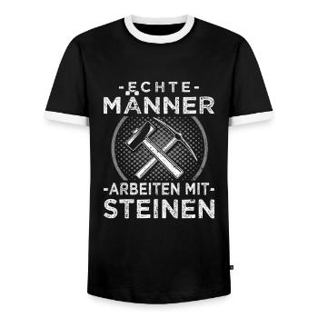 Steinmetz - Echte Männer arbeiten mit Steinen - Männer Kontrast-T-Shirt - Schwarz/Weiß - Vorne - AI Model Female 172 light (172cm) & AI Model Male 178 light (178cm)