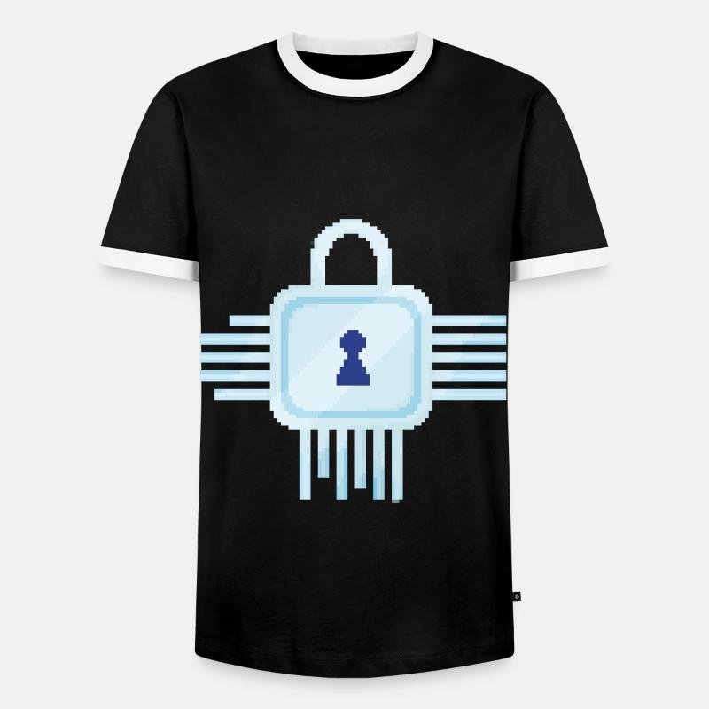 Retro Pixel IT Lock - Men's Ringer Shirt - black/white