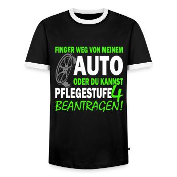 Finger weg von meinem Auto - Tuning - Schrauber - Männer Kontrast-T-Shirt - Schwarz/Weiß - Vorne - AI Model Female 172 light (172cm) & AI Model Male 178 light (178cm)