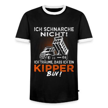 Kipper - Kipperfahrer - Muldenkipper - Männer Kontrast-T-Shirt - Schwarz/Weiß - Vorne - AI Model Female 172 light (172cm) & AI Model Male 178 light (178cm)
