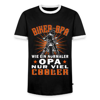Biker Opa - Motorradfahrer - Motorrad - Männer Kontrast-T-Shirt - Schwarz/Weiß - Vorne - AI Model Female 172 light (172cm) & AI Model Male 178 light (178cm)