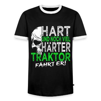 Bauern - Landwirt - Traktoren fährt er - Männer Kontrast-T-Shirt - Schwarz/Weiß - Vorne - AI Model Female 172 light (172cm) & AI Model Male 178 light (178cm)