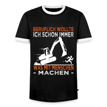 Beruflich wollte ich schon immer - Baggerfahrer - Männer Kontrast-T-Shirt - Schwarz/Weiß - Vorne - AI Model Female 172 light (172cm) & AI Model Male 178 light (178cm)