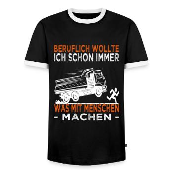 Beruflich wollte ich schon immer - Kipperfahrer - Männer Kontrast-T-Shirt - Schwarz/Weiß - Vorne - AI Model Female 172 light (172cm) & AI Model Male 178 light (178cm)
