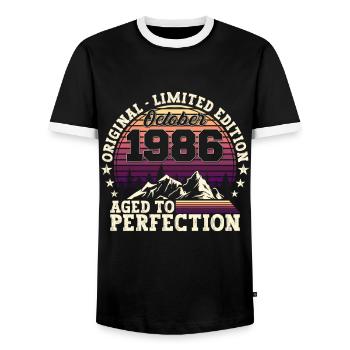 Original Octobre 1986 36th Birthday Gift - T-shirt contrasté Homme - noir/blanc - Devant - AI Model Female 172 light (172cm) & AI Model Male 178 light (178cm)