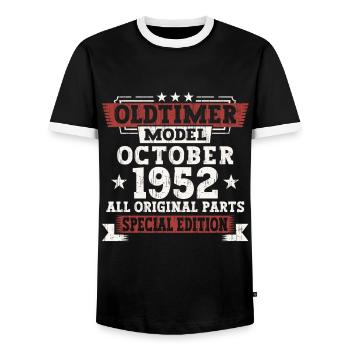Oldtimer Octobre 1952 cadeau de 70e anniversaire - T-shirt contrasté Homme - noir/blanc - Devant - AI Model Female 172 light (172cm) & AI Model Male 178 light (178cm)