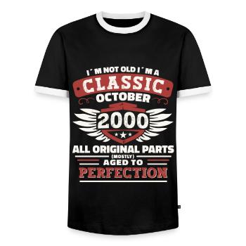 Classic Octobre 2000 22ème cadeau d’anniversaire - T-shirt contrasté Homme - noir/blanc - Devant - AI Model Female 172 light (172cm) & AI Model Male 178 light (178cm)