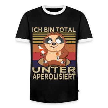 Bin total unteraperolisiert Faultier - Cocktail - Männer Kontrast-T-Shirt - Schwarz/Weiß - Vorne - AI Model Female 172 light (172cm) & AI Model Male 178 light (178cm)