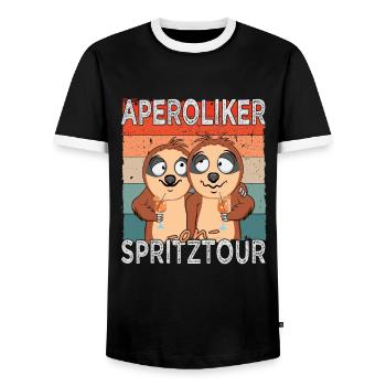 Aperoliker on Spritztour Faultiere - Cocktail - Männer Kontrast-T-Shirt - Schwarz/Weiß - Vorne - AI Model Female 172 light (172cm) & AI Model Male 178 light (178cm)