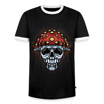 Halloween Kostüm Pilze Monster Spooky Skull - Männer Kontrast-T-Shirt - Schwarz/Weiß - Vorne - AI Model Female 172 light (172cm) & AI Model Male 178 light (178cm)
