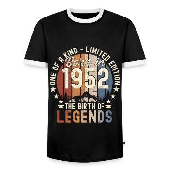 Légendaire depuis 1952 70ème cadeau d’anniversaire Génial - T-shirt contrasté Homme - noir/blanc - Devant - AI Model Female 172 light (172cm) & AI Model Male 178 light (178cm)