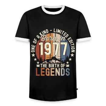 Legendary since 1977 45th birthday gift Awesome - Men's Ringer Shirt - black/white - Front - AI Model Female 172 light (172cm) & AI Model Male 178 light (178cm)