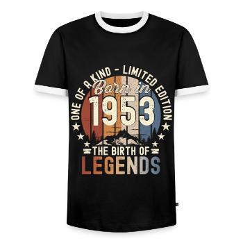 Legendär seit 1953 69. Geburtstag Geschenk Awesome - Männer Kontrast-T-Shirt - Schwarz/Weiß - Vorne - AI Model Female 172 light (172cm) & AI Model Male 178 light (178cm)