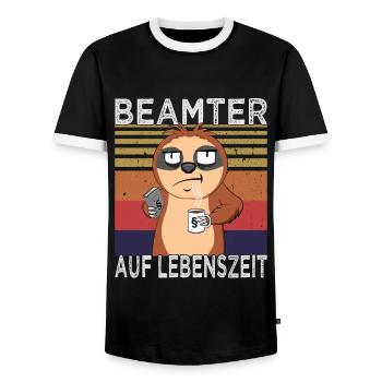 Beamtenstatus & lustige Beamten Sprüche - Männer Kontrast-T-Shirt - Schwarz/Weiß - Vorne - AI Model Female 172 light (172cm) & AI Model Male 178 light (178cm)