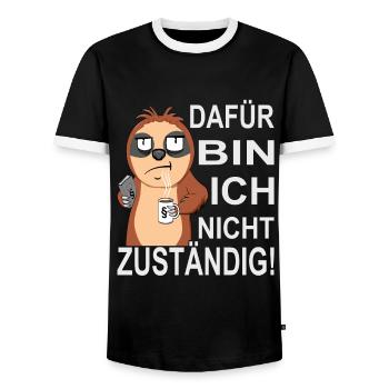 Beamtenstatus & lustige Beamten Sprüche - Männer Kontrast-T-Shirt - Schwarz/Weiß - Vorne - AI Model Female 172 light (172cm) & AI Model Male 178 light (178cm)