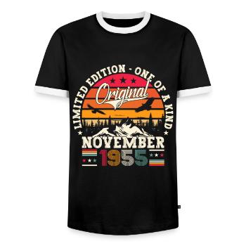 Original novembre 1955 67e anniversaire cadeau - T-shirt contrasté Homme - noir/blanc - Devant - AI Model Female 172 light (172cm) & AI Model Male 178 light (178cm)