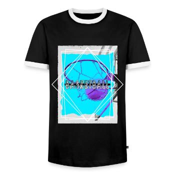 Basketteur Basketteur Basketteur Dunking Sport Player - T-shirt contrasté Homme - noir/blanc - Devant - AI Model Female 172 light (172cm) & AI Model Male 178 light (178cm)