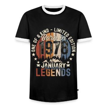Né en 1978 janvier 45e anniversaire cadeau homme - T-shirt contrasté Homme - noir/blanc - Devant - AI Model Female 172 light (172cm) & AI Model Male 178 light (178cm)