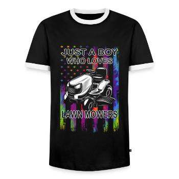 Rasen mähen - Rasenpflege- Gärtner - Platzwart - Männer Kontrast-T-Shirt - Schwarz/Weiß - Vorne - AI Model Female 172 light (172cm) & AI Model Male 178 light (178cm)