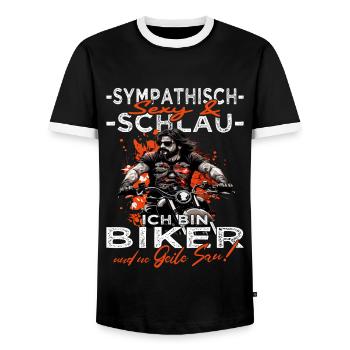 Motorradfahrer & Biker Geburtstag - Motorrad - Männer Kontrast-T-Shirt - Schwarz/Weiß - Vorne - AI Model Female 172 light (172cm) & AI Model Male 178 light (178cm)