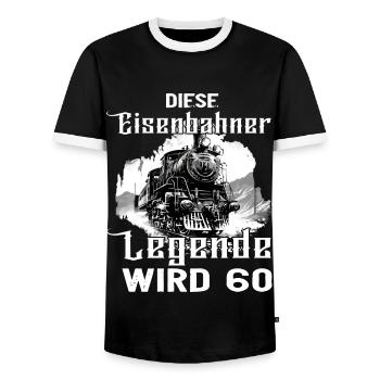 Eisenbahner Eisenbahn Beruf 60 Geburtstag Spruch - Männer Kontrast-T-Shirt - Schwarz/Weiß - Vorne - AI Model Female 172 light (172cm) & AI Model Male 178 light (178cm)