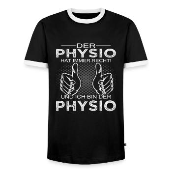 Der Pysio hat immer Recht - Physiotherapeut - Männer Kontrast-T-Shirt - Schwarz/Weiß - Vorne - AI Model Female 172 light (172cm) & AI Model Male 178 light (178cm)